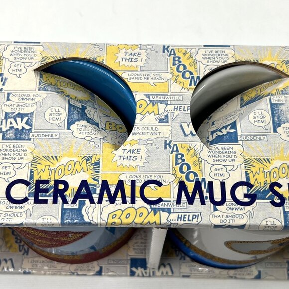 DC Comics Superman & Batman Glitter 14oz Ceramic Mug Set By Silver Buffalo - Picture 8 of 8